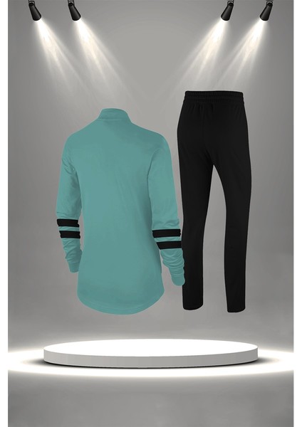 Büyük Beden Kadın Su Yeşili Supra Penye Kumaş Fermuarlı Koşu Seti (4XL-10XL) fırsatları