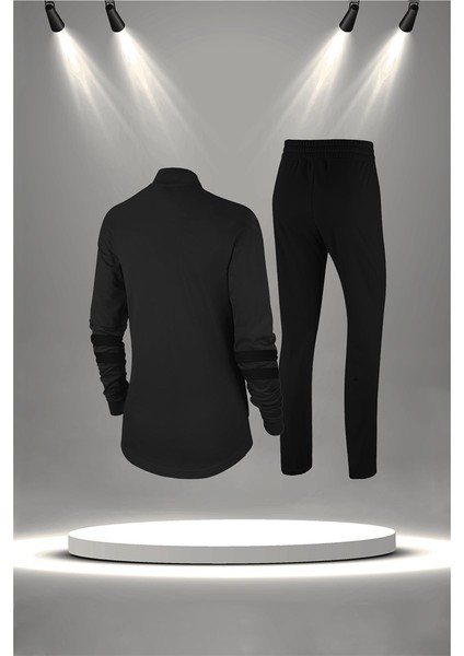 Büyük Beden Kadın Siyah Supra Penye Kumaş Antrenman ve Koşu Eşofman Seti (4XL-10XL) fırsatları