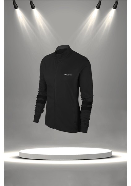 Büyük Beden Kadın Siyah Supra Penye Kumaş Antrenman ve Koşu Eşofman Seti (4XL-10XL)
