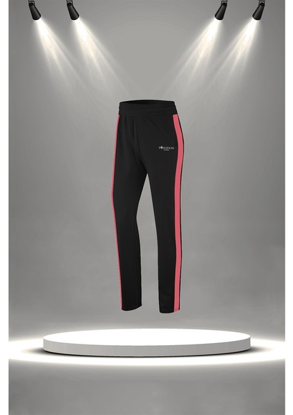 Büyük Beden Kadın Siyah Supra Penye Kumaş Koşu ve Egzersiz Eşofman Seti (4XL-10XL) modelleri