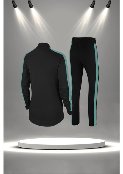 Büyük Beden Kadın Siyah Supra Penye Kumaş Konforlu Koşu ve Antrenman Eşofman Seti (4XL-10XL)