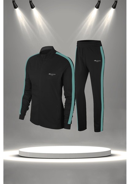 Büyük Beden Kadın Siyah Supra Penye Kumaş Konforlu Koşu ve Antrenman Eşofman Seti (4XL-10XL)