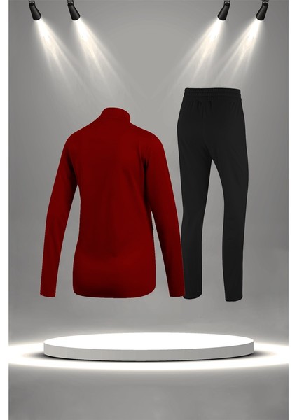 Büyük Beden Kadın Bordo Supra Penye Kumaş Rahat Yürüyüş ve Koşu Sporcu Seti (4XL-10XL) fırsatları