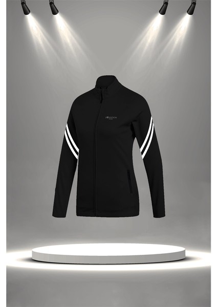 Büyük Beden Kadın Siyah Supra Penye Kumaş Günlük Sporcu Yürüyüş Eşofman Takımı Seti (4XL-10XL)