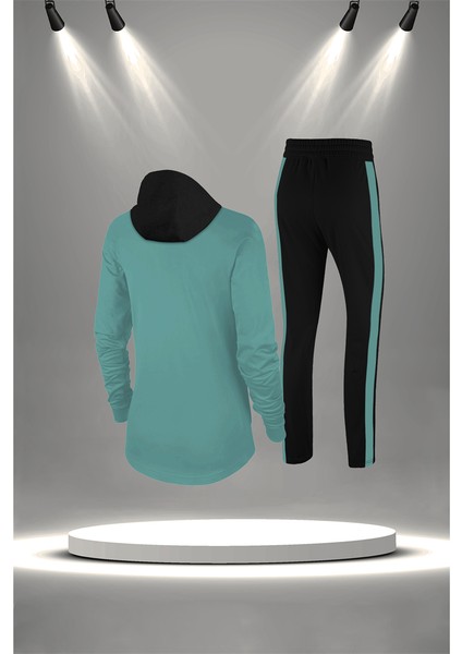 Büyük Beden Kadın Su Yeşili Supra Penye Kumaş Kumaş Fit Kalıp Koşu Seti (4XL-10XL) fırsatları