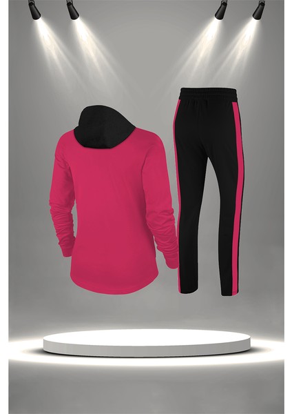 Büyük Beden Kadın Fuşya Supra Penye Kumaş Her Mevsim Yürüyüş Koşu Eşofman Seti (4XL-10XL) fırsatları