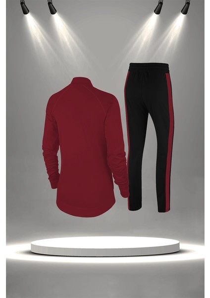 Büyük Beden Kadın Bordo Supra Penye Kumaş Alt ve Üst Eşofman Takımı Seti (4XL-10XL) fırsatları