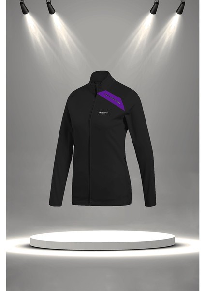 Büyük Beden Kadın Siyah Supra Penye Kumaş Rahat Fermuarlı Koşu ve Yürüyüş Takımı (4XL-10XL)