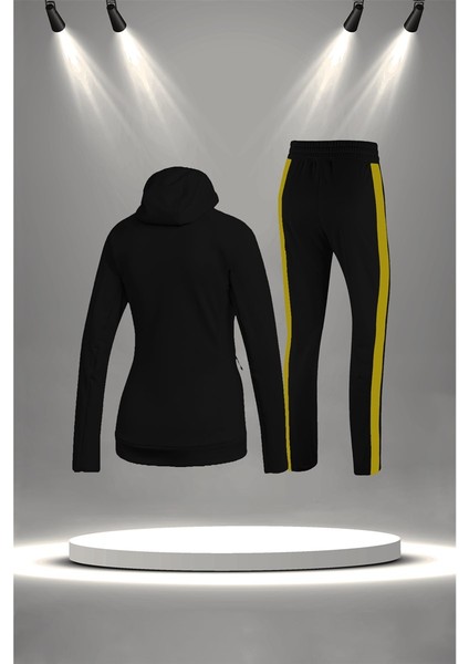 Büyük Beden Kadın Siyah Supra Penye Kumaş Günlük Sporcu Yürüyüş Eşofman Takımı Seti (4XL-10XL) fırsatları