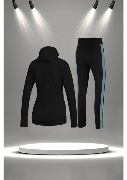 Büyük Beden Kadın Siyah Supra Penye Kumaş Rahat Yürüyüş ve Koşu Sporcu Seti (4XL-10XL) fırsatları