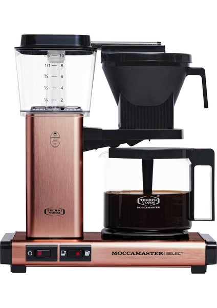 Select Filtre Kahve Makinesi Cam Potlu, 1.25 L Kapasite, 1520W, Bakır