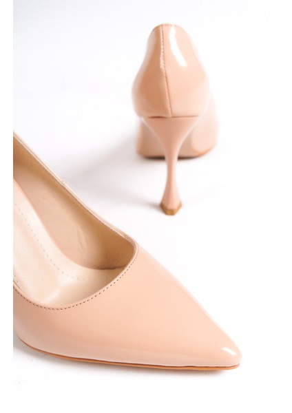 Hakiki Deri MB972-N Kadın İnce 9 cm Topuklu Rugan Nude Stiletto & Topuklu Ayakkabı fırsatları