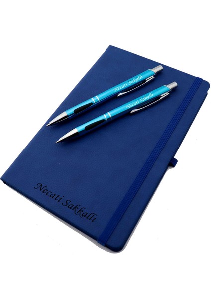Isme Özel Lastikli Defter 2'li Tükenmez Versatil Kalem Seti