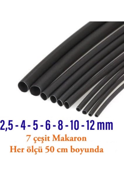 Isıyla Daralan Makaron Kablo Seti (7 Çeşit Herbiri 50 cm ) Kablo 7-Cesit-Makaron-Set 7 Çeşit