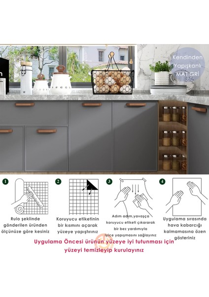 60CM×300CM Kendinden Yapışkanlı Mat Görünümlü Duvar Kağıdı Mutfak Dolap Masa Kaplama