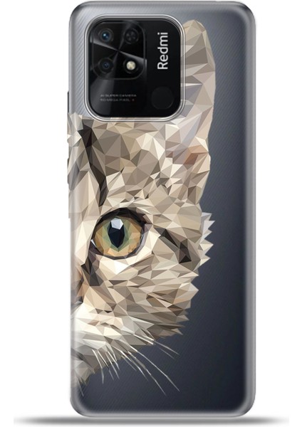 Xiaomi Redmi 10C Kılıf Esnek Silikon Kamera Koruma 4K Desenli Özel Tasarım - Kedi Prisma