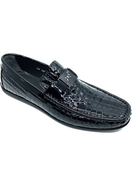 Siyah Deri Erkek Loafer - Rok Ayakkabı 2094 589 430 Rugan Siyah