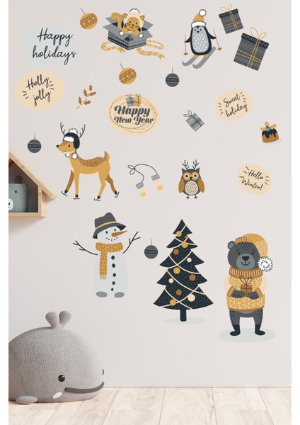 Sevimli Ayıcık ve Arkadaşları Yılbaşı Kutluyor Çocuk Odası Sticker fiyatları