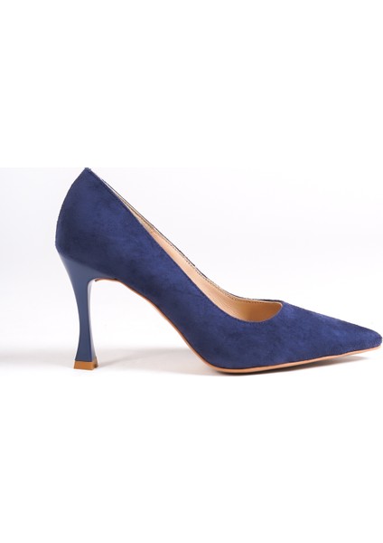 MB970-LCV Kadın Ince 9 cm Topuklu Lacivert Süet Stiletto & Topuklu Ayakkabı