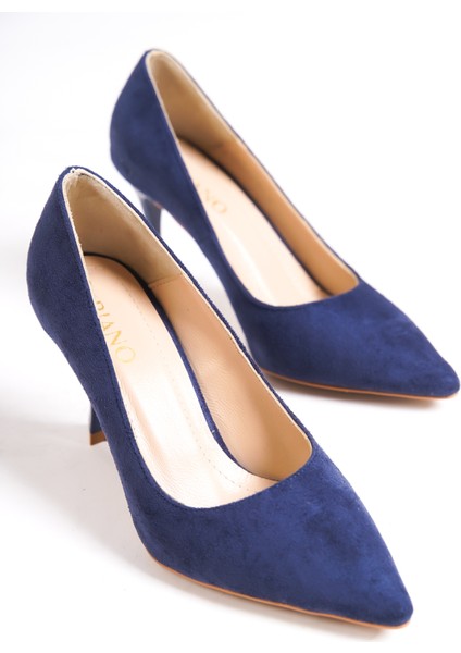 MB970-LCV Kadın Ince 9 cm Topuklu Lacivert Süet Stiletto & Topuklu Ayakkabı
