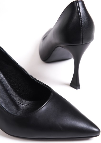 Hakiki Deri MB971-S Kadın İnce 9 cm Topuklu Siyah Stiletto & Topuklu Ayakkabı fiyatları