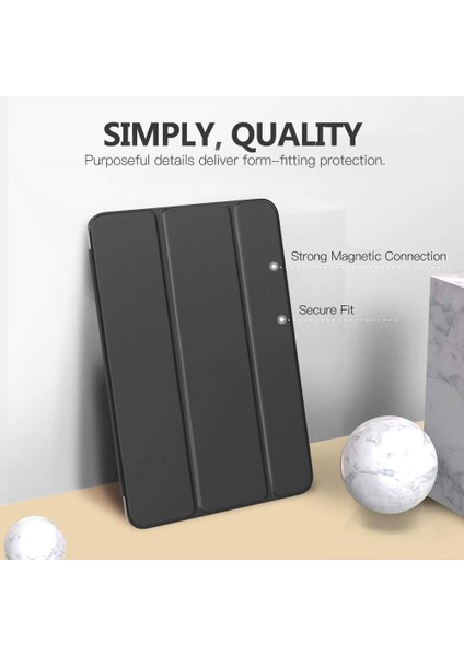 Apple iPad 10.2 7.nesil Kılıf Yatay Standlı Arka Sert P.c Güçlü Mıknatıslı Uyku Modlu Smart Cover Model A2200,A2198