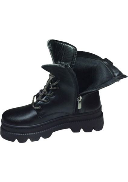 al Womenly Style 2002 Kadın Siyah Taşlı Postal Bot Bağcıklı ve Fermuarlı modelleri