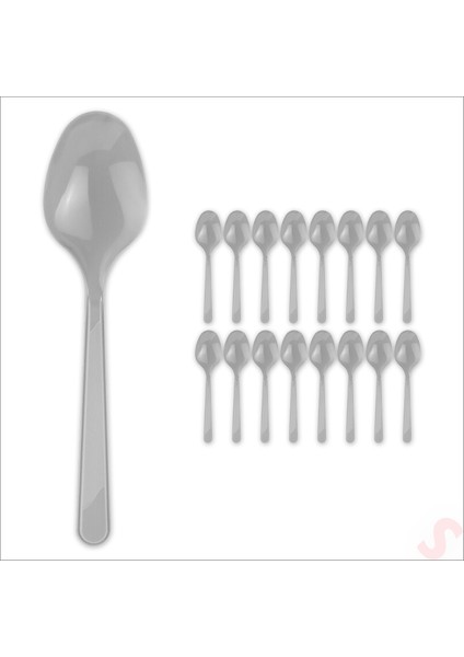 Plastik Kaşık, 24 Adet - Gümüş