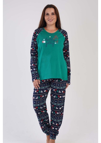 Pamuklu Kadın Büyük Beden Uzun Kol Pijama Takım