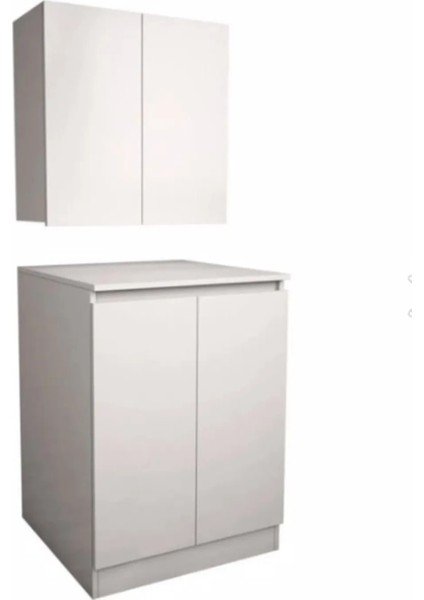 BANYO ÜST DOLAPLI ÇAMAŞIR-KURUTMA MAKİNASI DOLABI TAKIMI - MDF - KULPSUZ SOFTLY TAKIM mo8