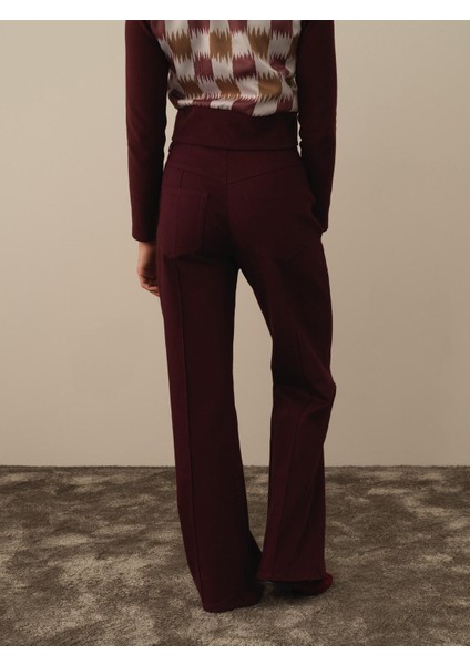 Kadın Bordo Pamuk Dokulu Oversize Pantolon fırsatları