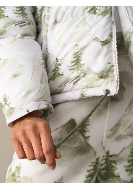 Kadın Yeşil Oversize Desenli Şişme Mont fırsatları