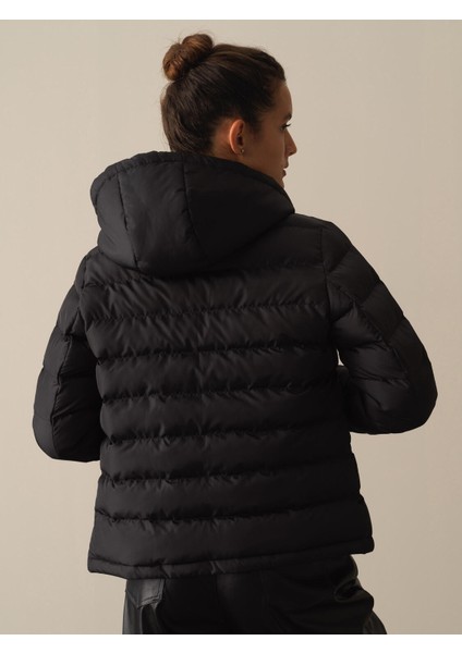 Kadın Siyah Regular Fit Şişme Mont fırsatları