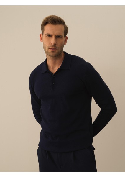 Erkek Lacivert Pamuk Dokulu Regular Fit Kazak fiyatları