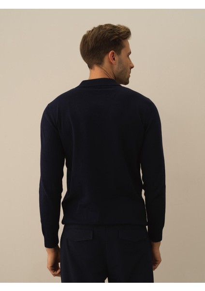 Erkek Lacivert Pamuk Dokulu Regular Fit Kazak fırsatları