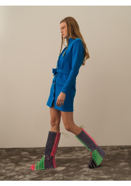 Kadın Mavi Pamuk Dokulu Regular Fit Elbise fırsatları