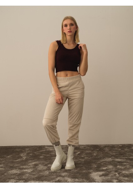 Kadın Bordo Lüks Pamuk Dokulu Regular Fit Atlet