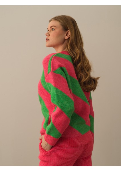 Kadın Pembe Lüks Pamuk Dokulu Oversize Kazak modelleri