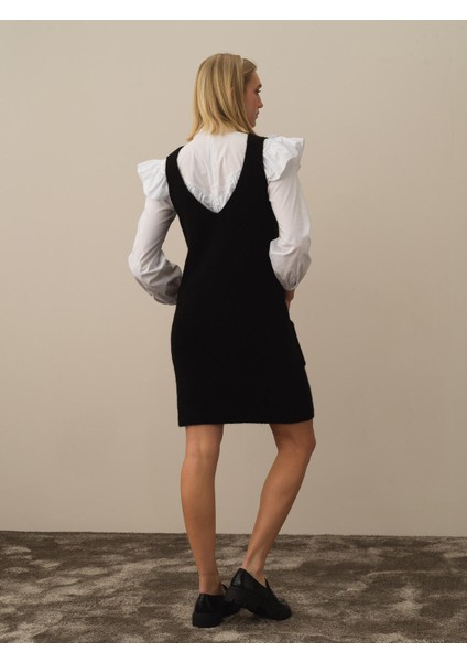 Kadın Siyah Lüks Pamuk Dokulu Oversize Elbise modelleri