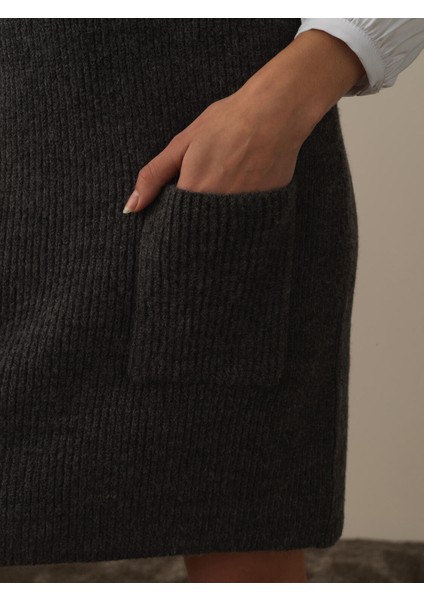 Kadın Koyu Gri Lüks Pamuk Dokulu Oversize Elbise fiyatları