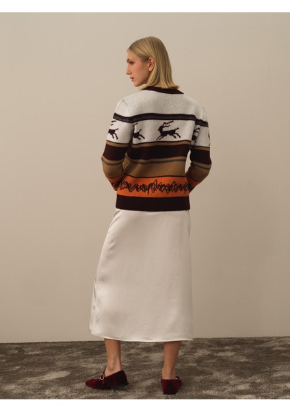 Kadın Ekru Lüks Pamuk Dokulu Regular Fit Kazak fırsatları