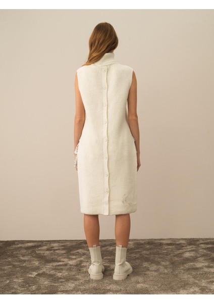 Kadın Ekru Doğal Yün Dokulu Regular Fit Yelek fırsatları