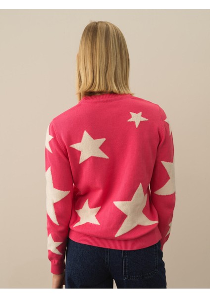 Kadın Pembe Pamuk Dokulu Regular Fit Kazak modelleri