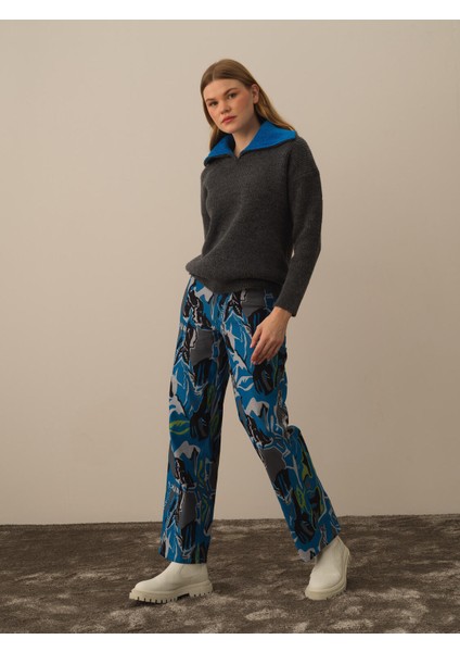 Kadın Koyu Gri Lüks Pamuk Dokulu Regular Fit Kazak modelleri