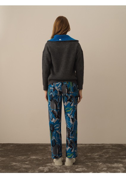 Kadın Koyu Gri Lüks Pamuk Dokulu Regular Fit Kazak indirimleri