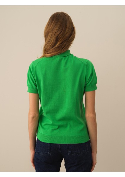 Kadın Yeşil Pamuk Dokulu Regular Fit Kazak fırsatları