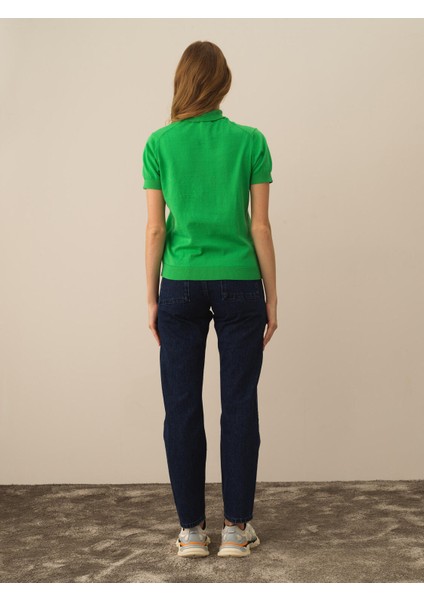 Kadın Yeşil Pamuk Dokulu Regular Fit Kazak indirimleri