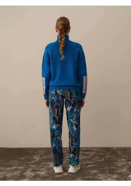 Kadın Mavi Doğal Yün Dokulu Regular Fit Kazak fırsatları