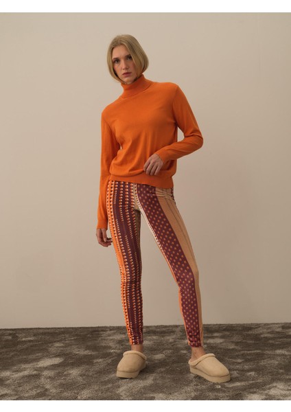 Kadın Oranj Pamuk Dokulu Regular Fit Kazak