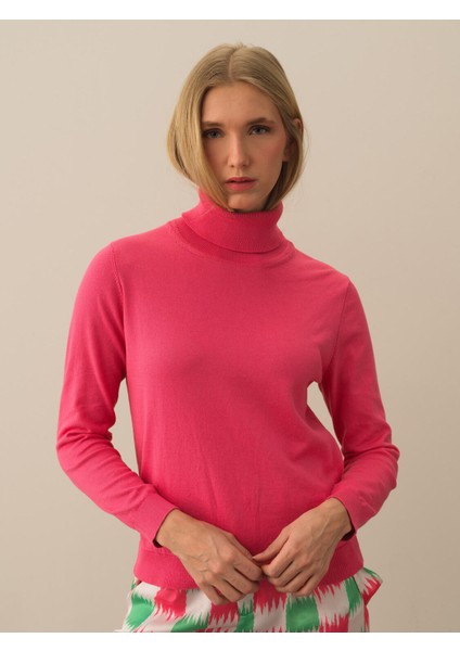 Kadın Pembe Pamuk Dokulu Regular Fit Kazak fiyatları